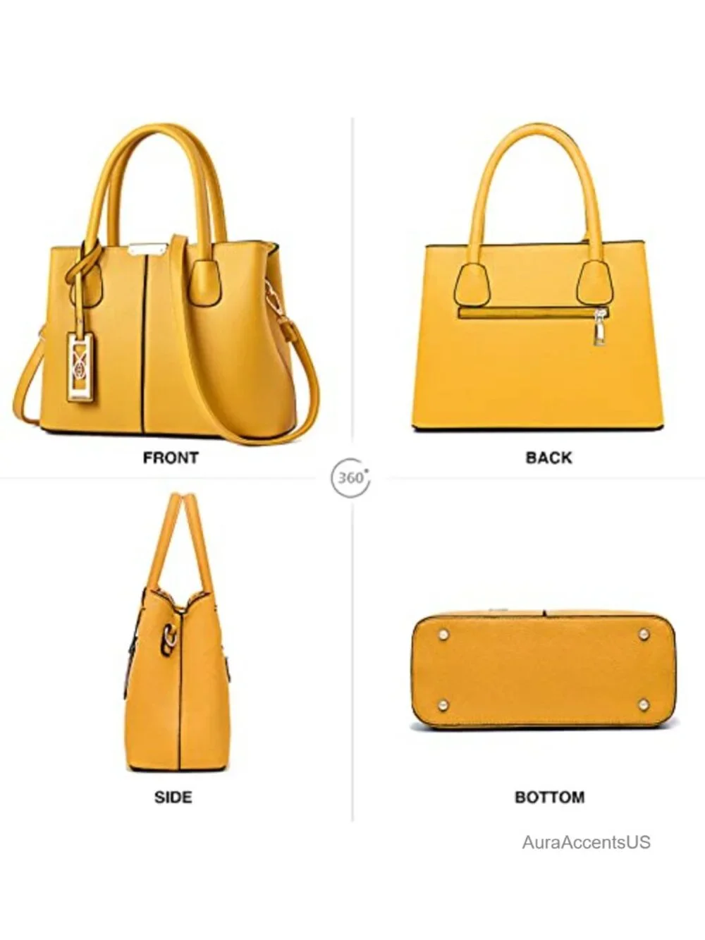 Women's Tote Satchel Handbag with Shoulder Strap Faux Leather